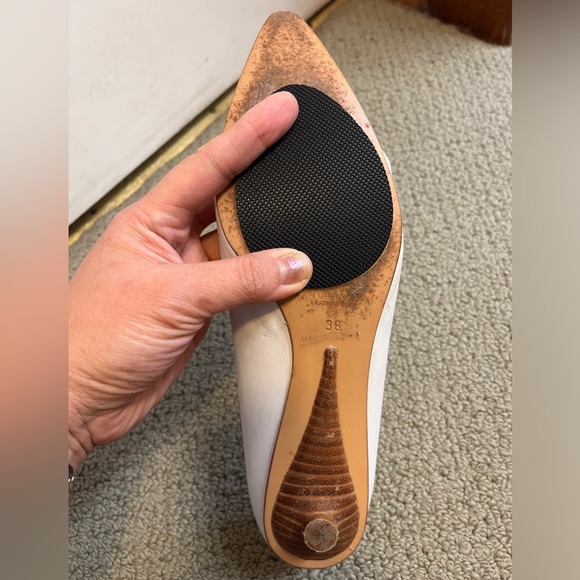 ALIMA White Rose Leather Kitten Heel Pointed Shoe Flower Statement Rosette Cute - Picture 6 of 13